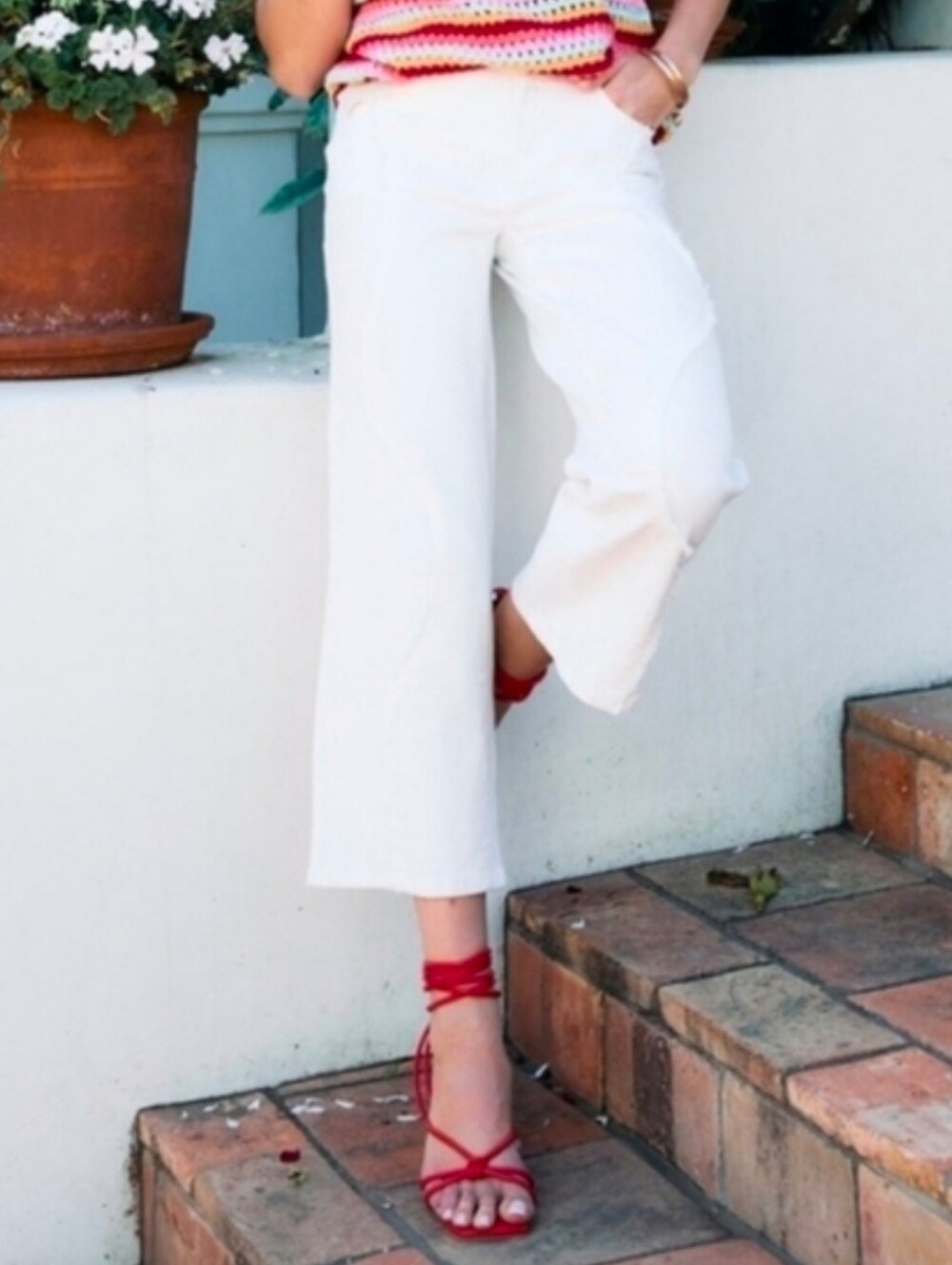 French Dressing Jeans FDJ Christina Wide Crop Ivory Size 12 MSRP $119 - Picture 9 of 14